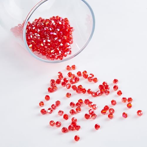 Laopottbeads 1100pcs Red 4mm Bicone Crystal Beads for Jewelry Making – Faceted Glass Beads for DIY Bracelets, Necklaces, Earrings, Suncatchers, Crafts, and Loc Sprinkles - Image 4