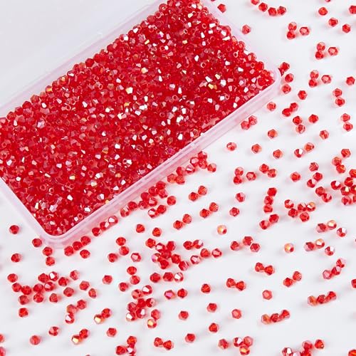 Laopottbeads 1100pcs Red 4mm Bicone Crystal Beads for Jewelry Making – Faceted Glass Beads for DIY Bracelets, Necklaces, Earrings, Suncatchers, Crafts, and Loc Sprinkles - Image 1