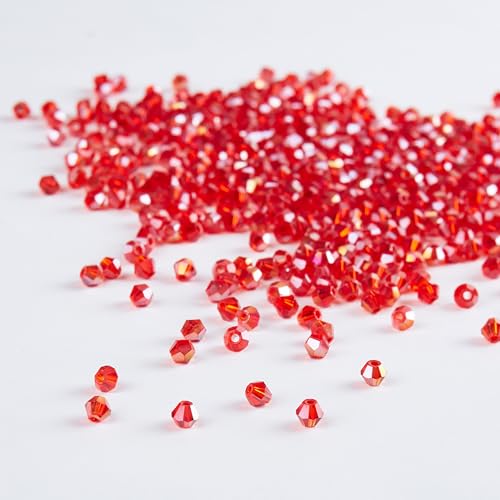 Laopottbeads 1100pcs Red 4mm Bicone Crystal Beads for Jewelry Making – Faceted Glass Beads for DIY Bracelets, Necklaces, Earrings, Suncatchers, Crafts, and Loc Sprinkles - Image 3