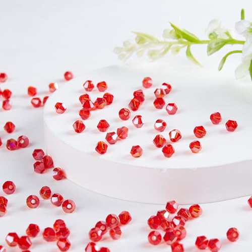 Laopottbeads 1100pcs Red 4mm Bicone Crystal Beads for Jewelry Making – Faceted Glass Beads for DIY Bracelets, Necklaces, Earrings, Suncatchers, Crafts, and Loc Sprinkles - Image 2