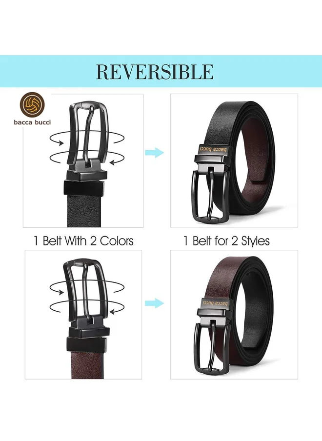 Bacca Bucci  Men's Black & Brown Reversible Solid Leather Belt for Men | Best Price UAE