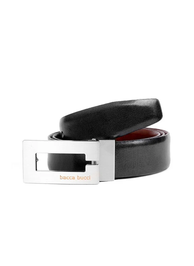 Bacca Bucci  Men's Black & Brown Reversible Solid Leather Belt for Men | Best Price UAE