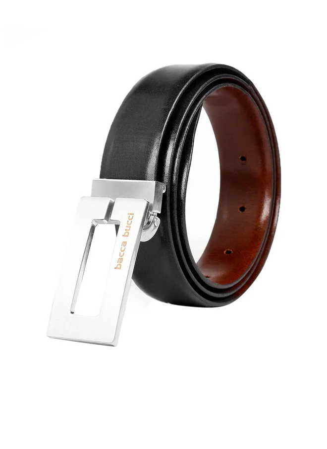 Bacca Bucci  Men's Black & Brown Reversible Solid Leather Belt for Men | Best Price UAE