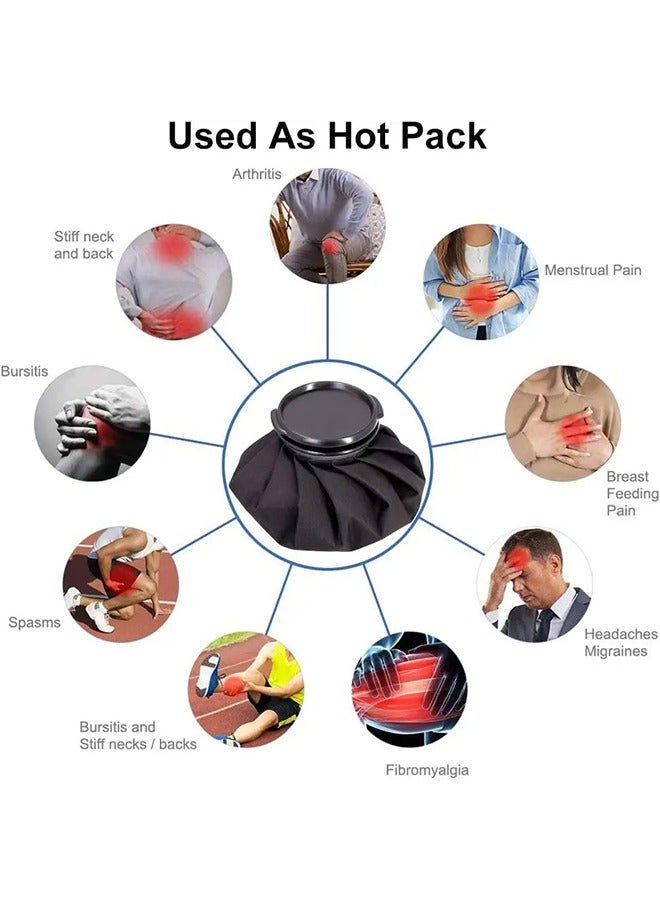 3-Piece Reusable Ice Pack Cold Hot Water Compress Bag, Kids Teenagers Adults Sport Injuries Swelling ,Menstrual,Teeth Headaches(Black 6"/9"Warp,1 Bandage) - Image 5