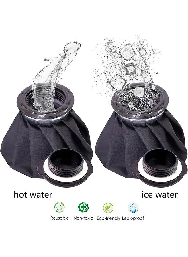 3-Piece Reusable Ice Pack Cold Hot Water Compress Bag, Kids Teenagers Adults Sport Injuries Swelling ,Menstrual,Teeth Headaches(Black 6"/9"Warp,1 Bandage) - Image 2