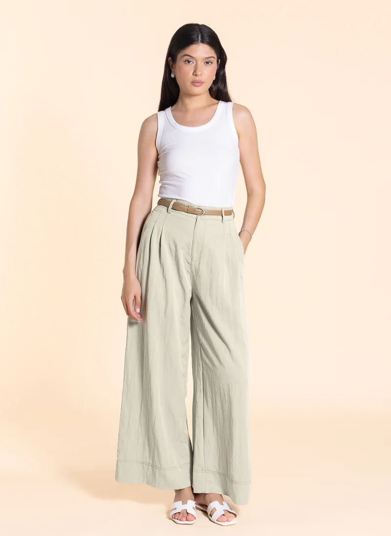 SHAPES WIDE-LEG LINEN BLEND TROUSERS