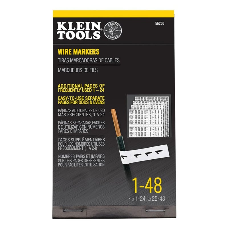 Klein Tools 56250 Wire Marker Book for Cable Management Electric Panel Organization Wire Label Stickers Numbered 148