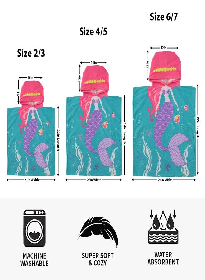 VO design Wippette Boys and Girls Absorbent Hooded Beach Towel Pullover Character Microfiber Bath Towel with Side Snaps (Mermaid, 2-3T) - Image 4