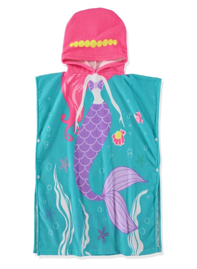 VO design Wippette Boys and Girls Absorbent Hooded Beach Towel Pullover Character Microfiber Bath Towel with Side Snaps (Mermaid, 2-3T) - Image 1