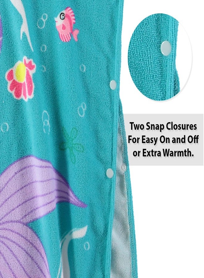 VO design Wippette Boys and Girls Absorbent Hooded Beach Towel Pullover Character Microfiber Bath Towel with Side Snaps (Mermaid, 2-3T) - Image 3