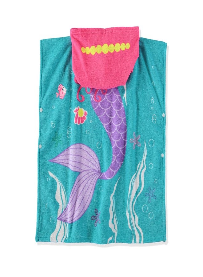 VO design Wippette Boys and Girls Absorbent Hooded Beach Towel Pullover Character Microfiber Bath Towel with Side Snaps (Mermaid, 2-3T) - Image 2