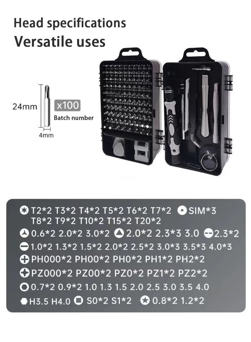 115-in-1 Precision Screwdriver Set, Durable Mini Professional Magnetic Repair Tool Kit, Small Screwdriver for Phone, Computer, Watch, Laptop, Macbook, Eyeglass Black&White - Image 2