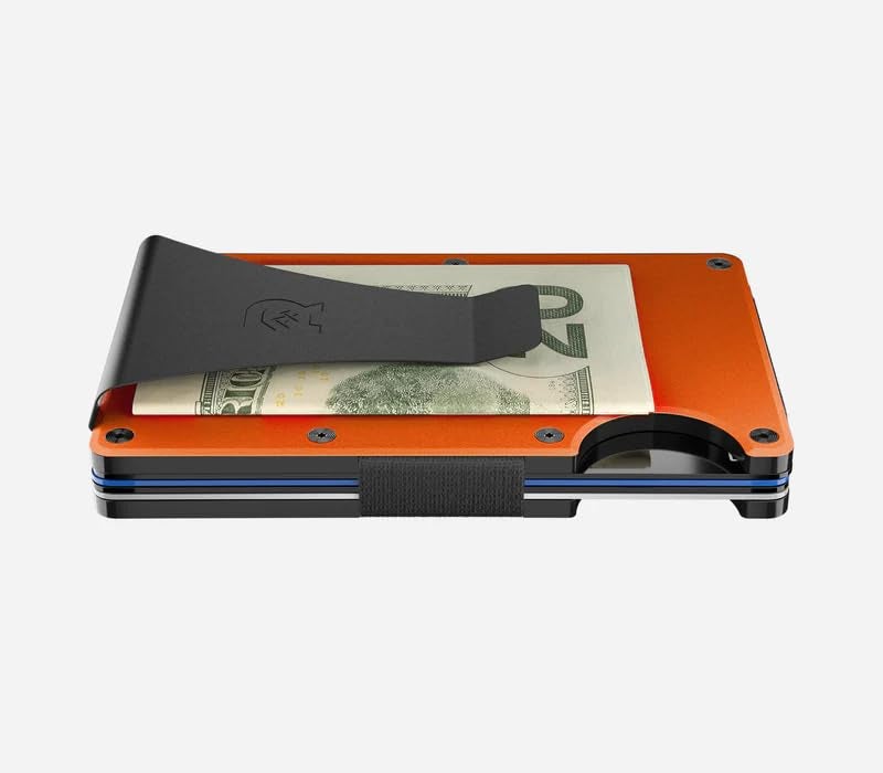 The Ridge Ridge Wallet for Men - Slim Minimalist Compact Wallet and Card Holder, RFID Protected Front Pocket Wallets for Men with Integrated Money Clip (Basecamp Orange) - Image 5