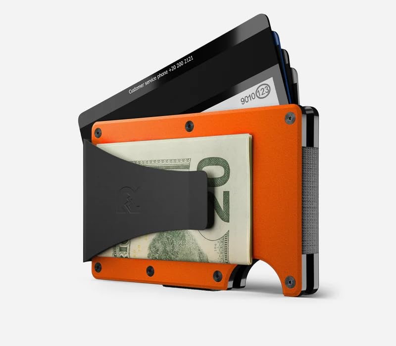 The Ridge Ridge Wallet for Men - Slim Minimalist Compact Wallet and Card Holder, RFID Protected Front Pocket Wallets for Men with Integrated Money Clip (Basecamp Orange) - Image 2