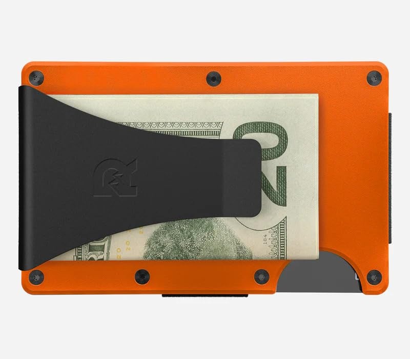 The Ridge Ridge Wallet for Men - Slim Minimalist Compact Wallet and Card Holder, RFID Protected Front Pocket Wallets for Men with Integrated Money Clip (Basecamp Orange) - Image 3