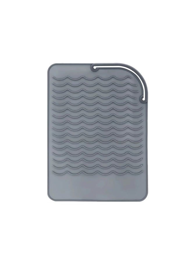 AFT90 Heat Resistant Mat for Curling Iron, Flat Irons and Hair Straightener Hair Styling Tools 9" x 6.5", Food Grade Silicone, Grey - Image 1