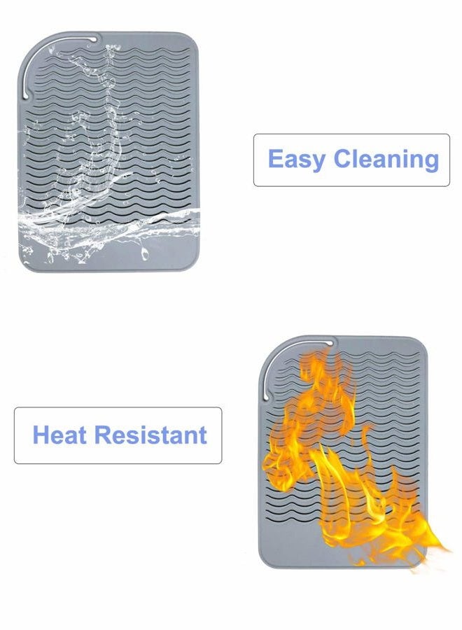 AFT90 Heat Resistant Mat for Curling Iron, Flat Irons and Hair Straightener Hair Styling Tools 9" x 6.5", Food Grade Silicone, Grey - Image 3