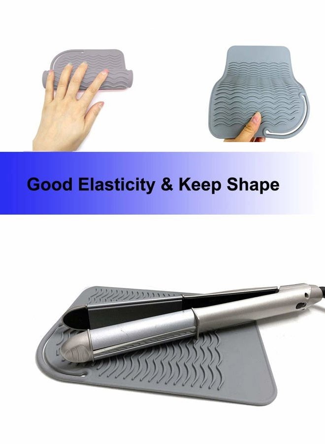 AFT90 Heat Resistant Mat for Curling Iron, Flat Irons and Hair Straightener Hair Styling Tools 9" x 6.5", Food Grade Silicone, Grey - Image 2