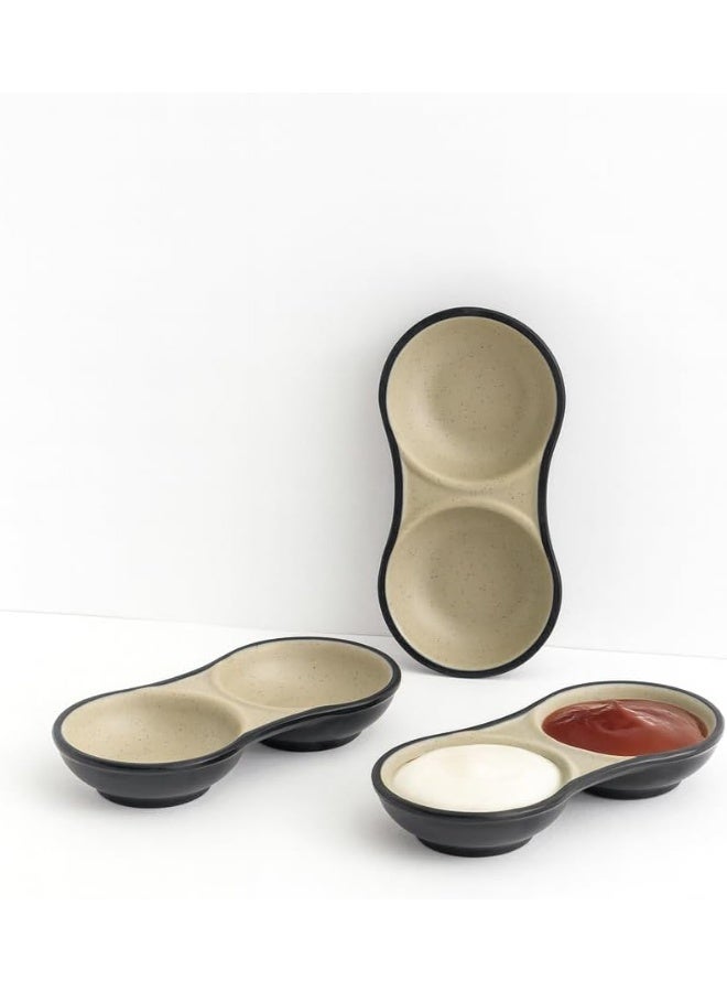 ماستر جولد ٣ أطباق ميلامين مقسمة مقاومة للكسر ١٤٫٥ سم | طبق كاتشب وصلصات | طبق متعدد الاستخدامات لتقديم الصلصات والمقبلات في المطاعم والفنادق والمنازل - Image 1