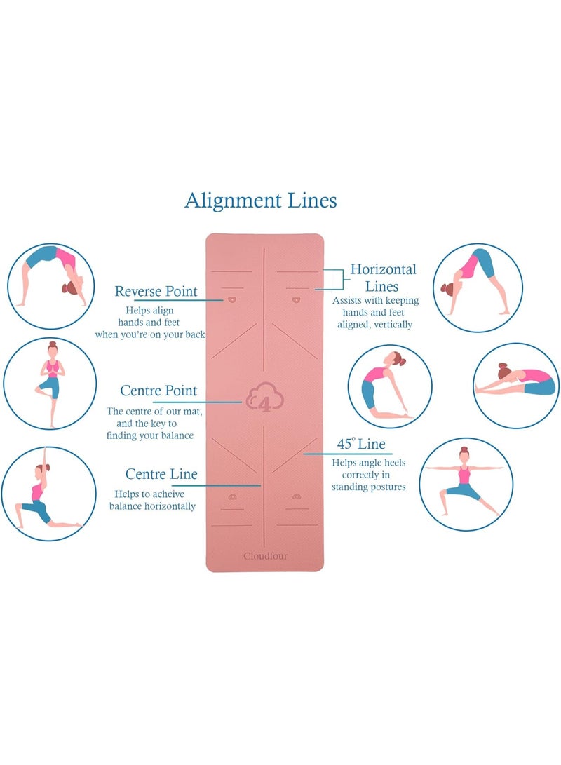 Cloudfour Yoga Mat, Non-slip 6mm Thick Workout Mat with Alignment Lines Perfect for Pilates, Meditation, Stretching, Fitness Training, Exercise Mat with Carry Bag and Travel Strap for Gym and Home - Image 2