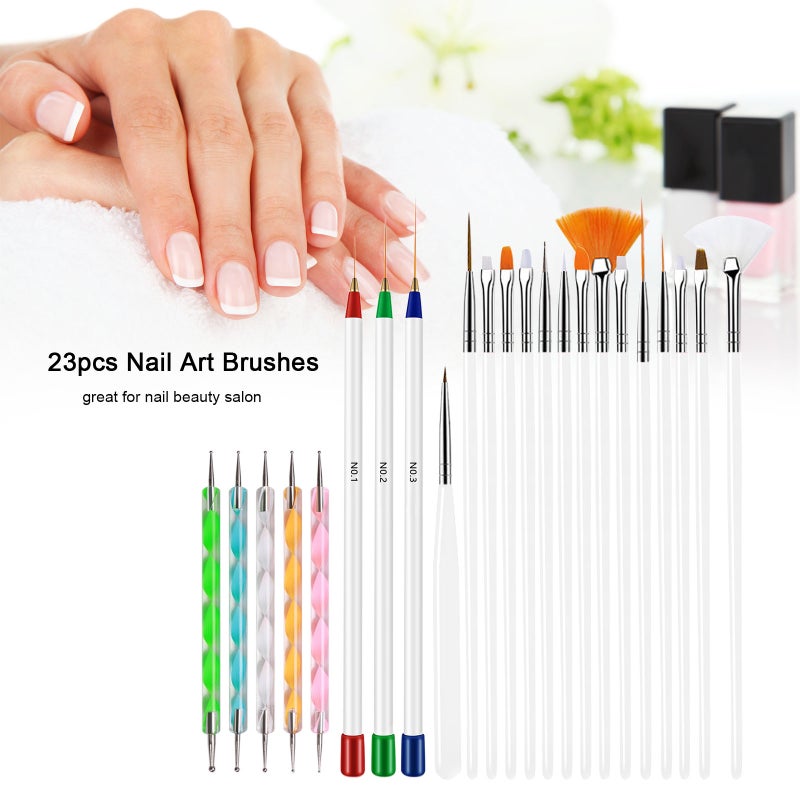 23pcs Nail Art Brushes Nail Liner Painting Carving Dotting Pens Acrylic French Nail Brushes Set for Nail Painting Drawing DIY Nail Tool - Image 3