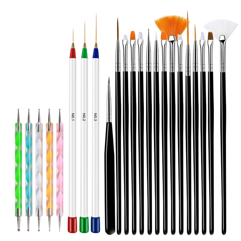 23pcs Nail Art Brushes Nail Liner Painting Carving Dotting Pens Acrylic French Nail Brushes Set for Nail Painting Drawing DIY Nail Tool - Image 1