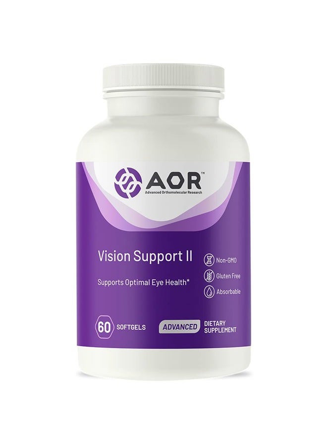 AOR , Vision Support II, Natural Supplement to Support Eye Health, with Lutein and Zeaxanthin, Gluten Free, 60 Softgels (30 Servings) - Image 1