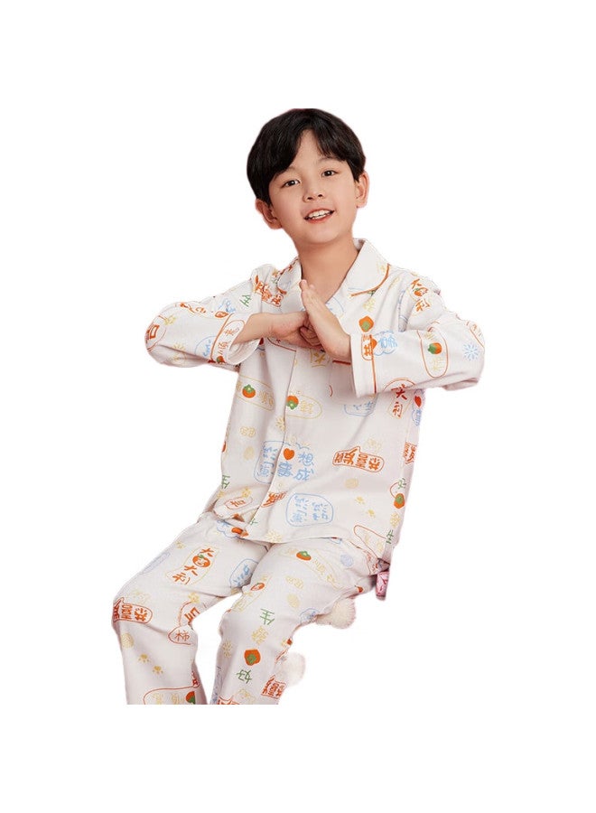 Red Bean Hongdou Children'S Pajamas, Boys And Girls Pure Cotton, Jili New Year Home Wear Set, For Older Children, Long-Sleeve Pajamas, J3158 165 - Image 1