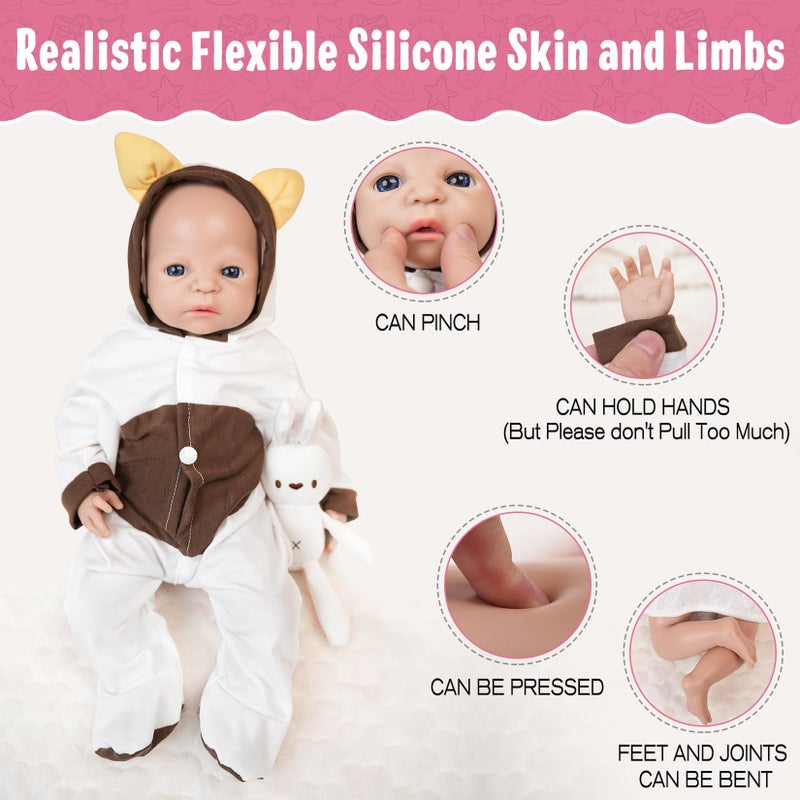 Vollence 16 inch Reborn Baby Doll Girl Silicone Doll Realistic Newborn Baby Dolls with Feeding Accessories & Gift Box for Kids - Girl - Image 4