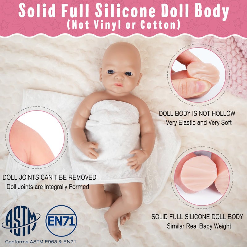 Vollence 16 inch Reborn Baby Doll Girl Silicone Doll Realistic Newborn Baby Dolls with Feeding Accessories & Gift Box for Kids - Girl - Image 3