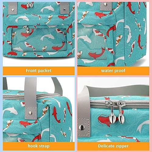 House of Quirk Insulated Reusable Lunch Bag Tote Bag for Three-Layer Thick Fabric Women Lunch Bag for School Picnic Office Outdoor Gym (Green Dolphin) - Image 3