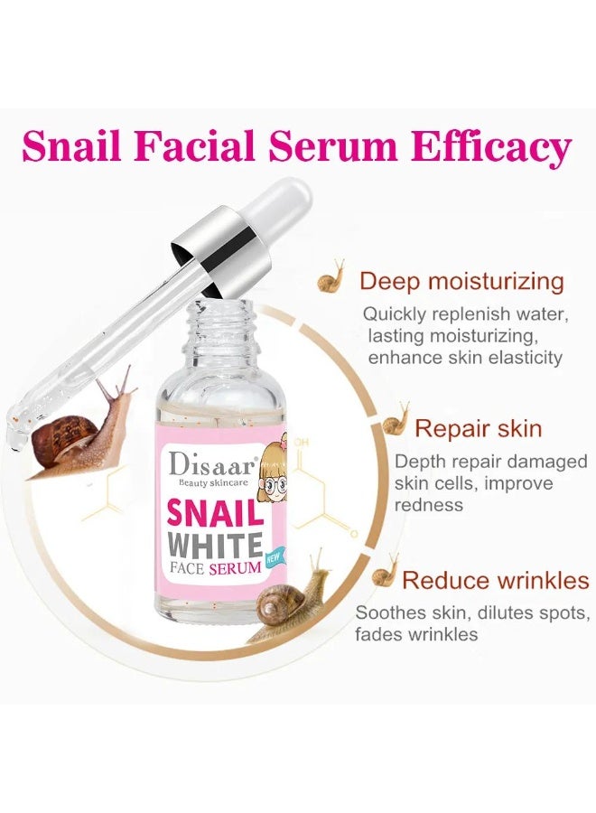 Disaar Snail White Facial Serum, Snail Secretion Filtrate, Face Hyaluronic Acid Serum Moisturizing Collage - Image 2