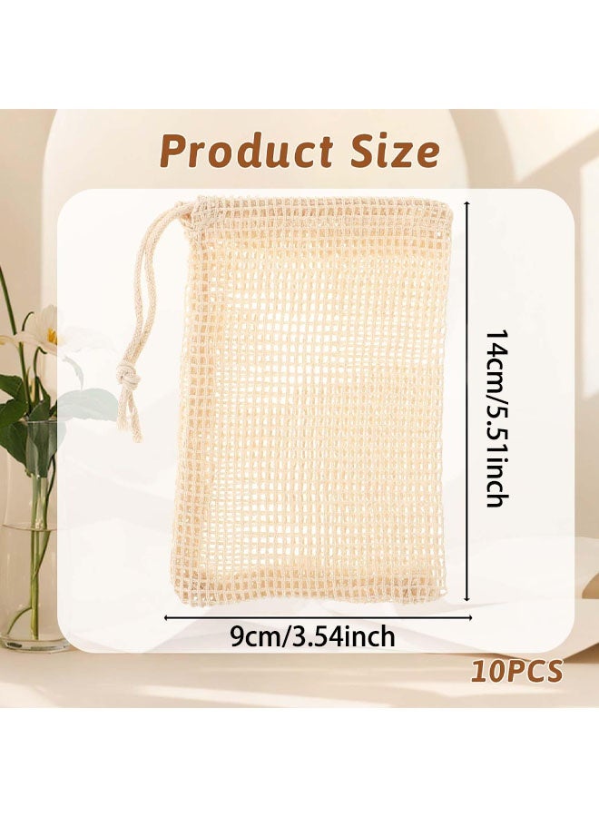 10PCS Soap Bags Natural Sisal Soap Saver for Foaming and Drying Bubble Mesh Soap Scrubber Pouch Handmade Cotton Bag with Drawstring Body Facial Cleaning Bath Shower Tool - Image 2