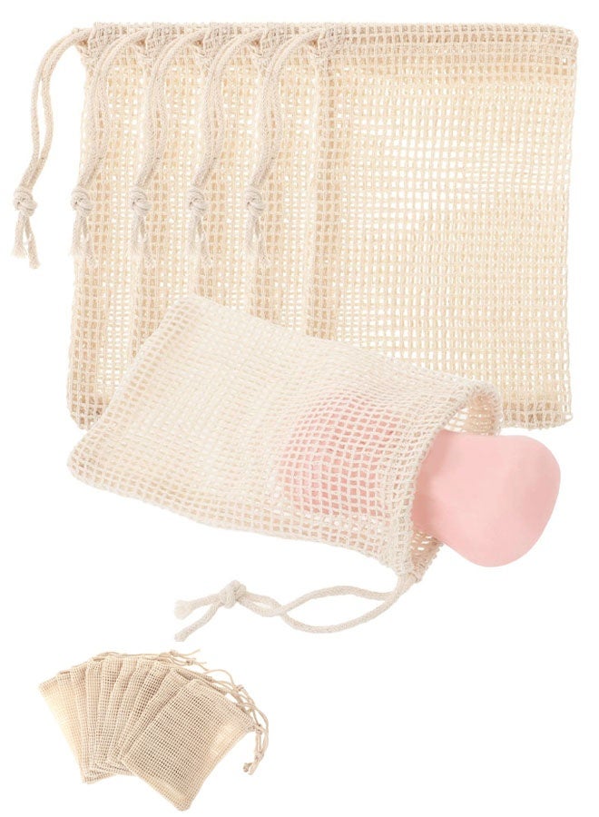 10PCS Soap Bags Natural Sisal Soap Saver for Foaming and Drying Bubble Mesh Soap Scrubber Pouch Handmade Cotton Bag with Drawstring Body Facial Cleaning Bath Shower Tool - Image 1