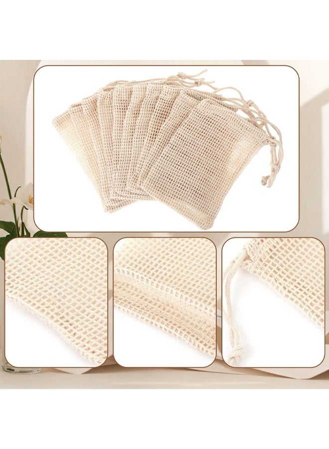 10PCS Soap Bags Natural Sisal Soap Saver for Foaming and Drying Bubble Mesh Soap Scrubber Pouch Handmade Cotton Bag with Drawstring Body Facial Cleaning Bath Shower Tool - Image 3