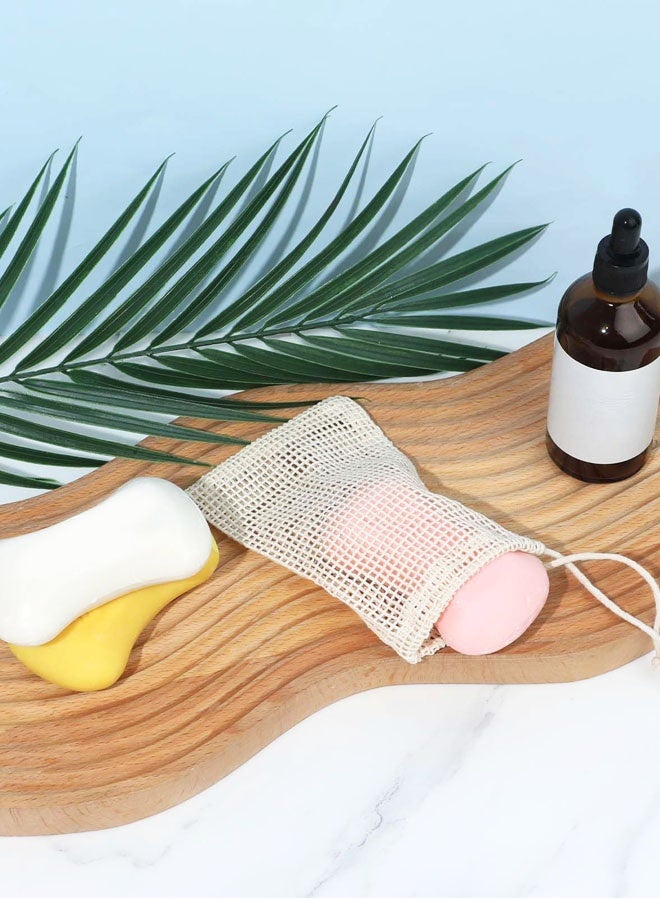 10PCS Soap Bags Natural Sisal Soap Saver for Foaming and Drying Bubble Mesh Soap Scrubber Pouch Handmade Cotton Bag with Drawstring Body Facial Cleaning Bath Shower Tool - Image 5