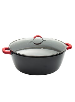 NOVUM+ CASSEROLE WITH LID 40X17.5CM, ALUMINUM, INDUCTION BOTTOM, MARBLE+ NON-STICK COATING, SHINY BLACK COLOR
