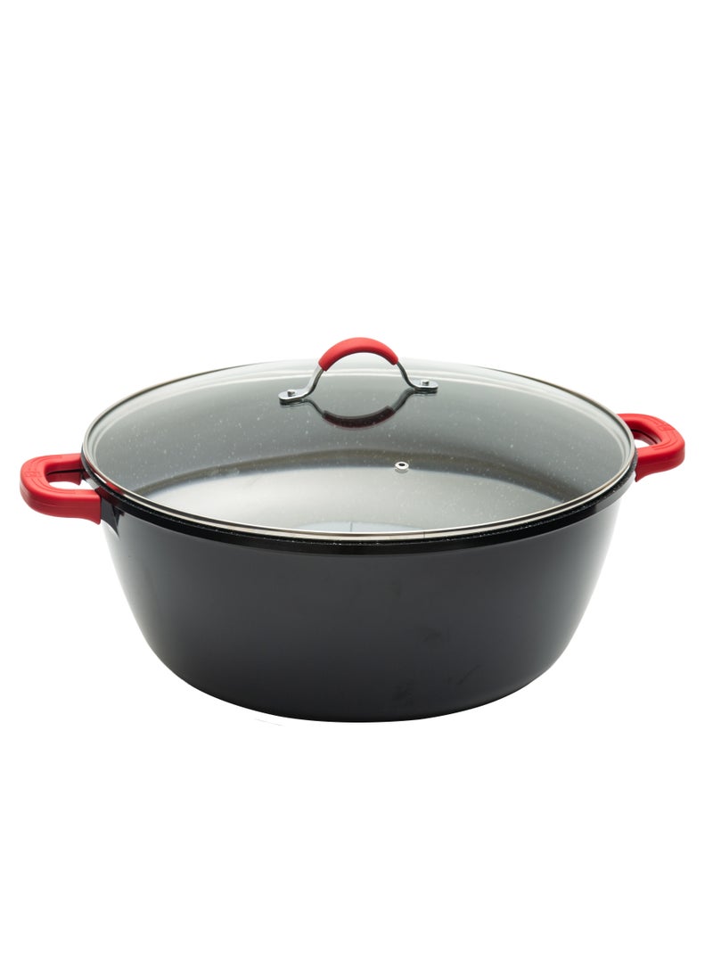 BERGNER NOVUM+ CASSEROLE WITH LID 40X17.5CM, ALUMINUM, INDUCTION BOTTOM, MARBLE+ NON-STICK COATING, SHINY BLACK COLOR  - Image 1