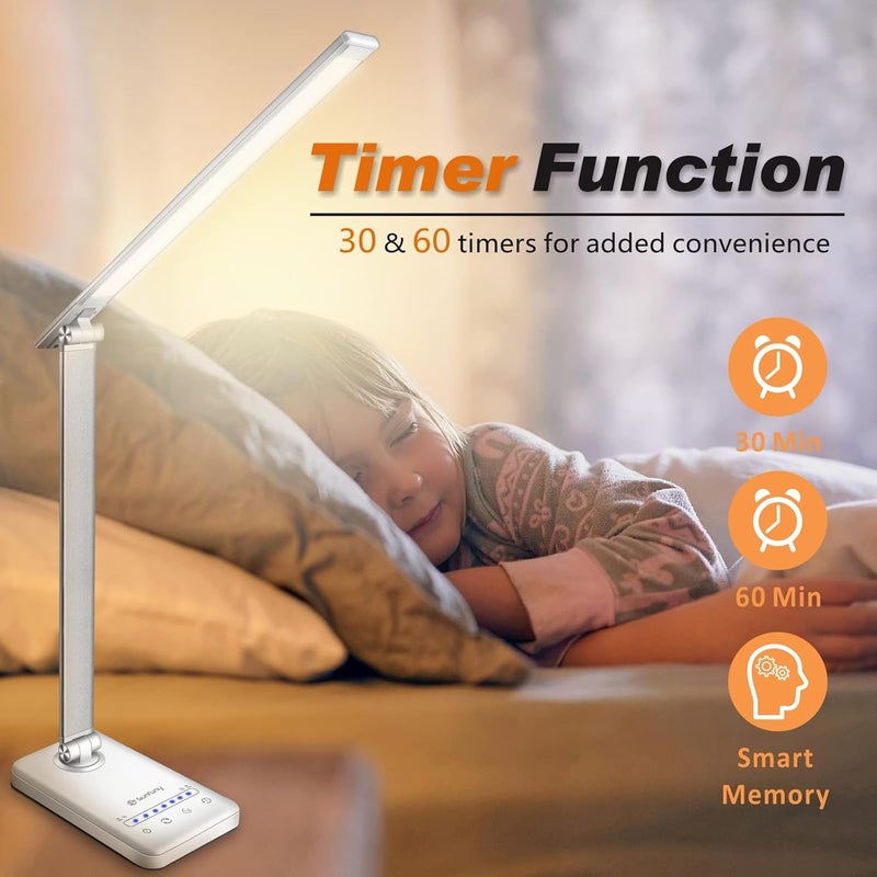 YIMI LED Desk Lamp, Cordless Table Lamp with USB Charging Port, 5 Colour Modes & 7 Brightness Levels, Nightlight, Timer, Rechargeable Battery Powered Reading Desk Light for Home Office, Bedroom, Dorm,White - Image 5