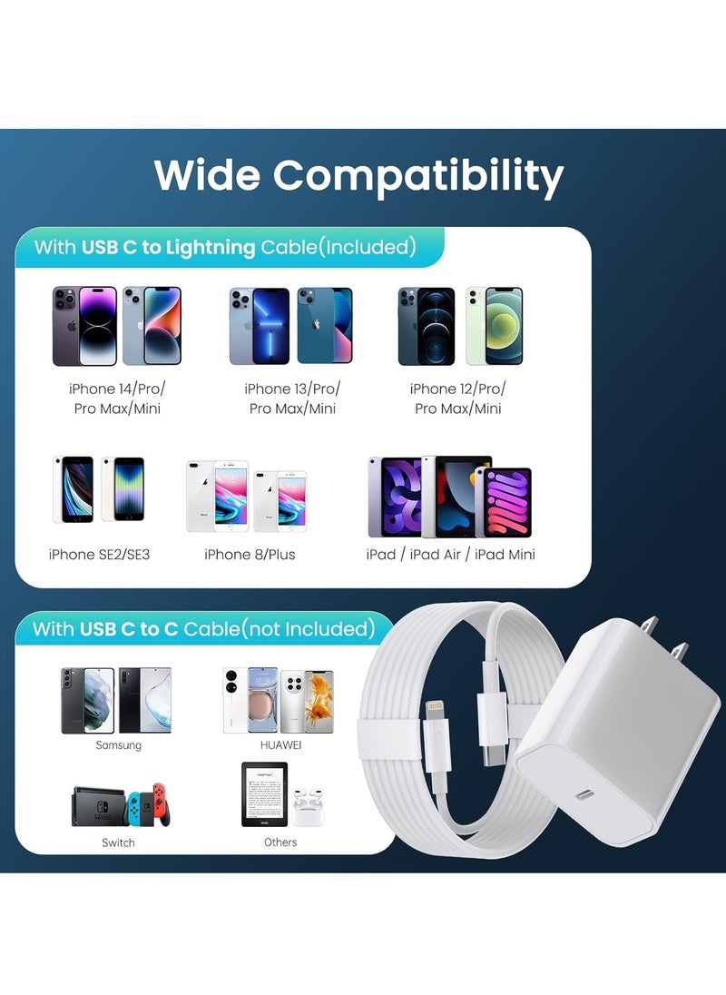General - iPhone Charger Fast Charging 2Pack 20W PD USB C Wall Fast Charger Block with 6&10FT USB C to Lightning Cable Compatible with iPhone 14 Pro Max/13 Pro Max/12 Pro Max/11Pro/XS/XR/X/8/SE - Image 1