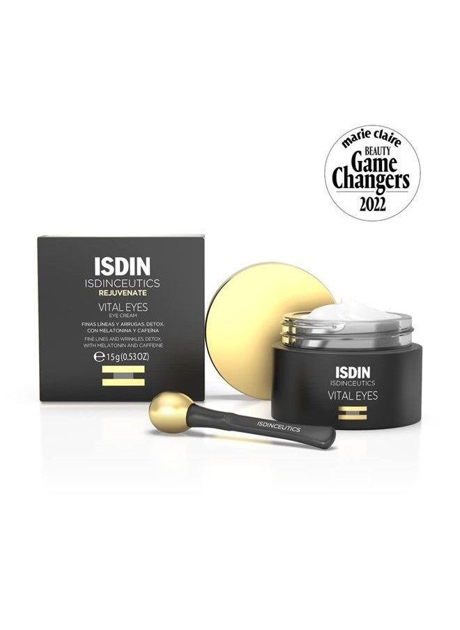 ISDIN - Isdinceutics Vital Eyes - Night Eye Cream for Wrinkles Formulated with Melatonin, Cooling Applicator Included - Image 1