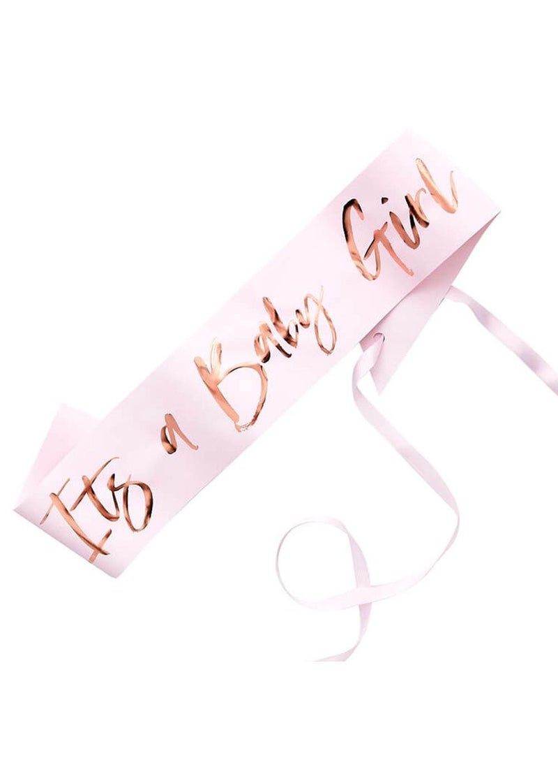 Ginger Ray Baby Girl Sash Pink Rose Gold Paper 75cm - Image 1