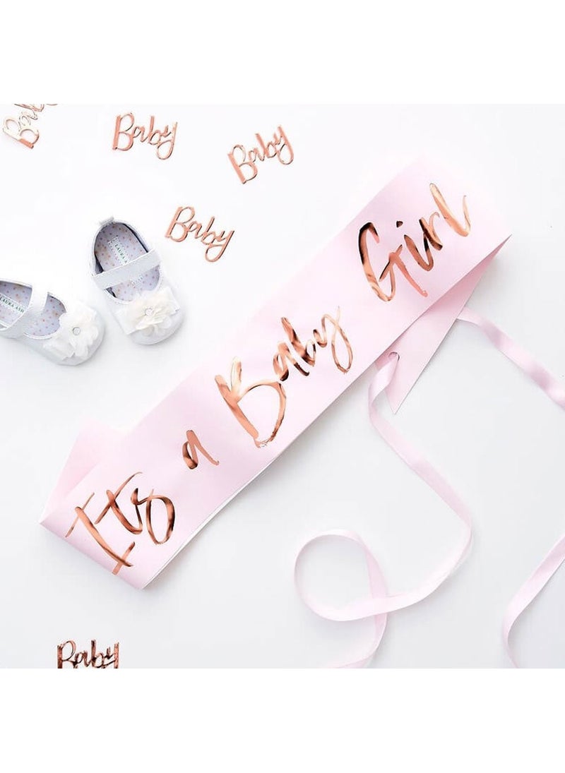 Ginger Ray Baby Girl Sash Pink Rose Gold Paper 75cm - Image 2