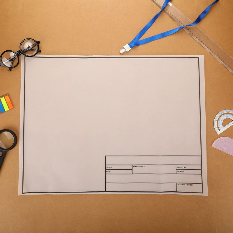 Geyee 10 Sheets Architectural Vellum Paper Translucent White Vellum Sheets Drafting Paper Rag with Border and Title Block(18 x 24 Inches) - Image 3