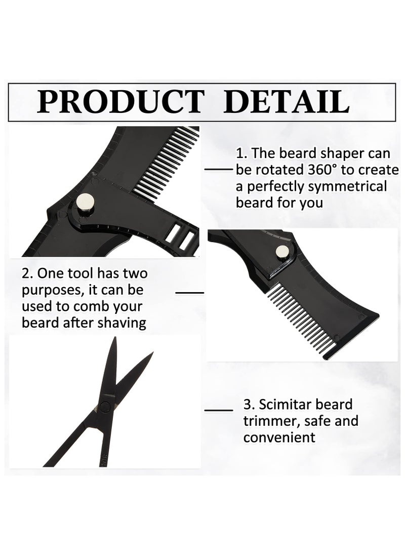 Beard Shaper Kit Including 1 Adjustable Shaper 1 Barber Pencil 3 Razors 1 Beard Trimming Scissor Complete Shaping and Styling Tool for Men Gift