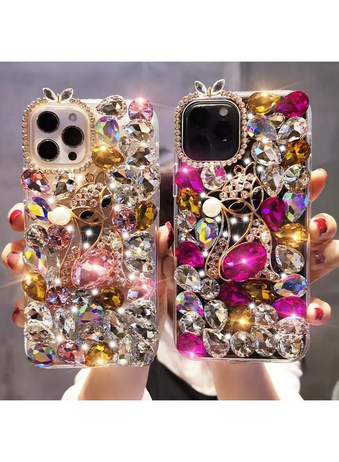 اس-توب جراب لهاتف iPhone 12 مصنوع يدويًا من حجر الراين اللامع وحجر الثعبان الكريم - Image 3
