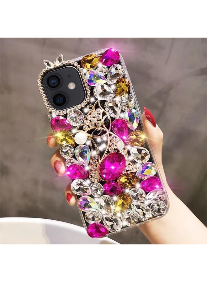 اس-توب جراب لهاتف iPhone 12 مصنوع يدويًا من حجر الراين اللامع وحجر الثعبان الكريم - Image 1