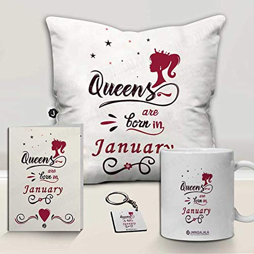 Jhingalala Jhingalala Queens are Born in January Printed Cushion Mug Key Chain Greeting Card Combo Gift Pack Gift for Sister Gift for Wife Gift for Daughter Gift for Girlfriend Gift for Birthday Gift for Girls - Image 2