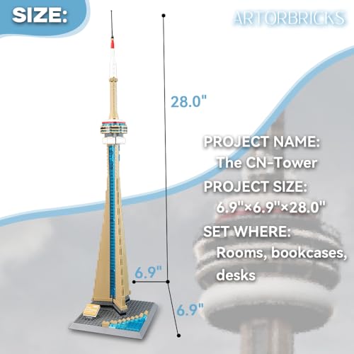 ArtorBricks CN Tower Model Building Kit 400Piece Premium Architectural Set Compatible with Major Brands Detailed Landmark Replica for Collectors Hobbyists 28 Tall 69 Base - Image 3