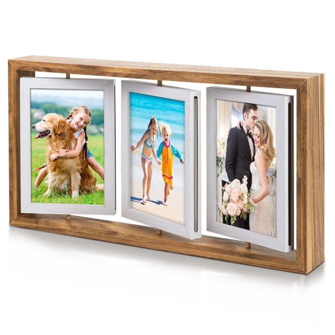PHOTO FRAME 6X 4 ROTATING PHOTO FRAME COLLAGE 6 PHOTOS TO STAND UP FOR FAMILY WEDDING GIRLS BOYS FRIENDS